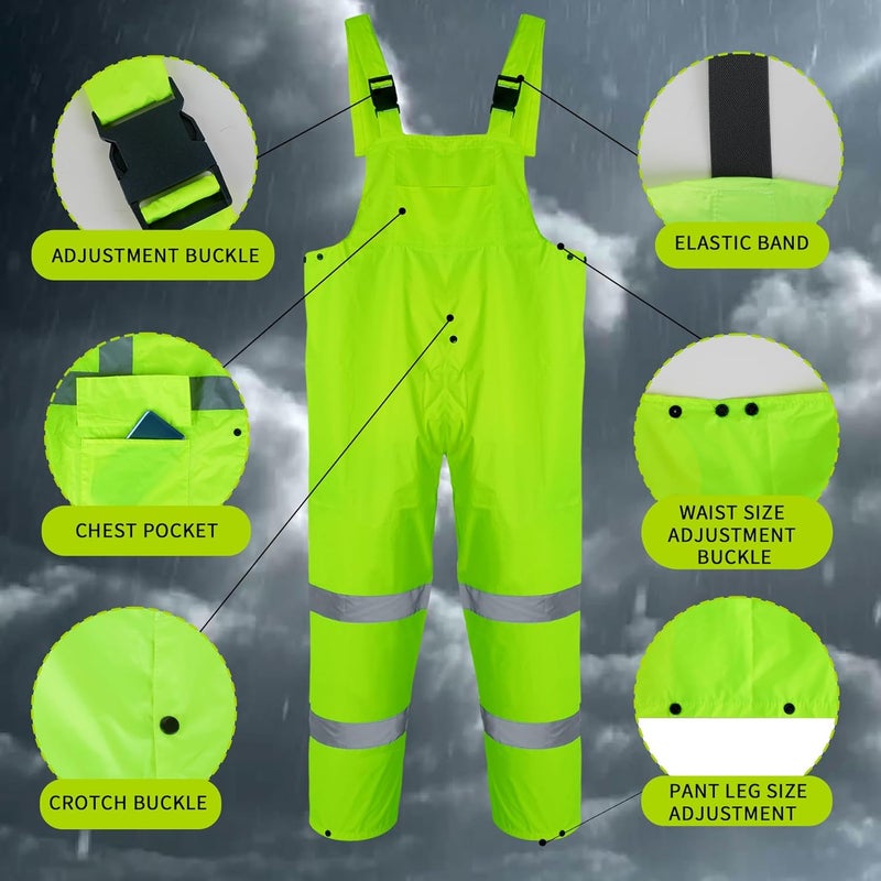 MaxTiner Rain Suits for Men Waterproof High Visibility Reflective Work Breathable Rain Gear for Men Waterproof Jacket and Pants - Image 3